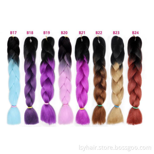 Ombre Color Synthetic Hair Super Jumbo Braids 24 inch Synthetic Two Tone High Temperature X pression Crochet Braids Hair